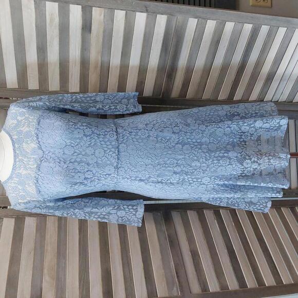 Elegant Lace Fit and Flare Dress in Soft Blue | Allegra K | Small - Picture 1 of 14